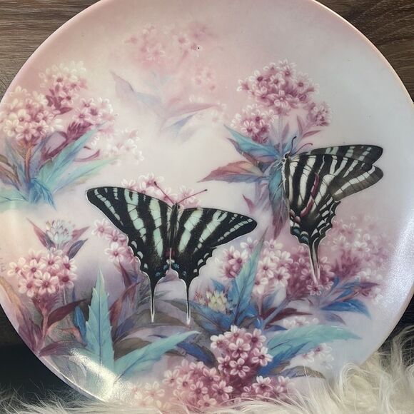 1989 W.S. George Plate”On Gossamer Wings" Series,Plate# 9281B Zebra Swallowtails - Picture 2 of 4